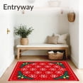 thumbnail image 3 of ODIKA 3'x5' Machine Washable Non-Slip Area Rug, Holiday Motifs with Interlocking Snowflakes and Festive Pine Accents High Traffic Rug with Pad, Red, 604184, 3 of 8