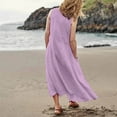 thumbnail image 4 of Puliio Maxi Dresses for Women Sleeveless U Neck Linen Loose Flowy Casual Dress with Pockets, 4 of 6