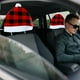 thumbnail image 5 of 2 piezas Plaid Santa Santa Hat Cover Cover Vehicle de coche Decoración de interiores del vehículo del automóvil, 5 of 5