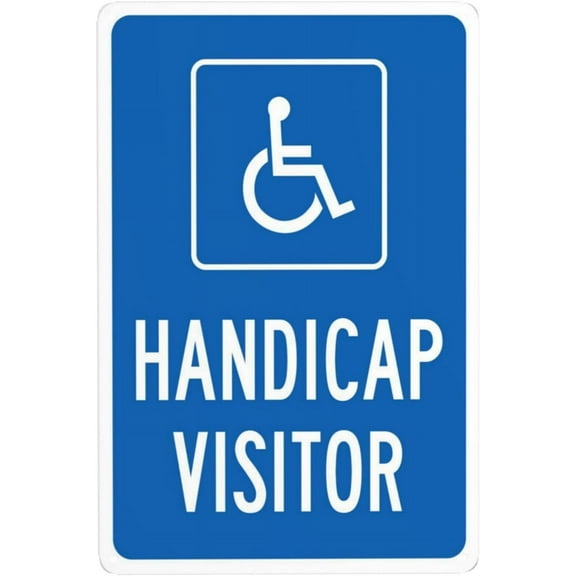 Handicap Visitor With Graphic Metal Warning Signs, Cautions Security Handicap Parking Tin Sign, Safety Posted Signs for Street Business Wall Decor 8 x 12 Inch