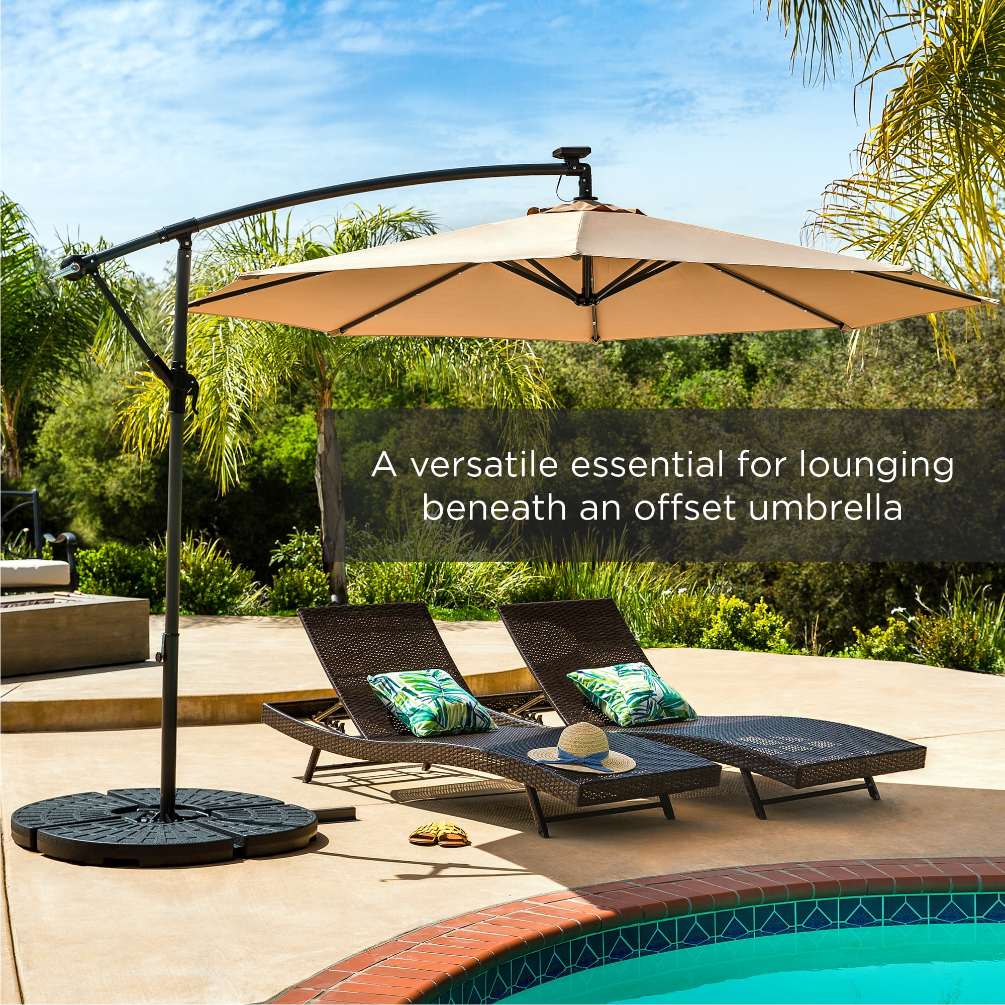Best Choice Products 4-Piece Cantilever Offset Patio Umbrella Base Stand, Fills Up to 160lbs w/ Carry Handles - Black