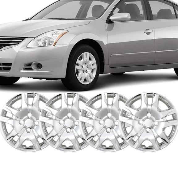 (Set of 4) 16 inch Hubcaps Wheel Rims Cover for 2007-2012 Nissan Sentra,Bolt on Installation,ABS PC,Chrome
