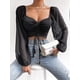 thumbnail image 2 of Camiseta Sexy con cuello en V para mujer, Tops cortos informales con cordón, Camiseta corta de verano para mujer, ropa para mujer, camiseta de manga larga, 2 of 2