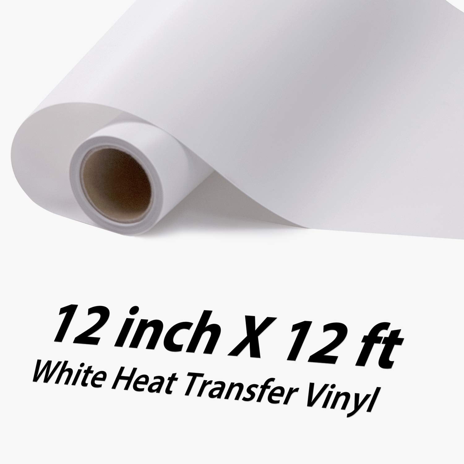 CAREGY Heat Transfer Vinyl White Iron on Vinyl-12x 45Ft HTV Vinyl Roll  Easy to Cut & Weed for Heat Vinyl Design