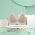 thumbnail image 4 of Women’s Ice Silk Seamless Cold Feeling Thin Soft Support Breathable Comfortable Fixed Bra Underwear, L, Beige, 4 of 4