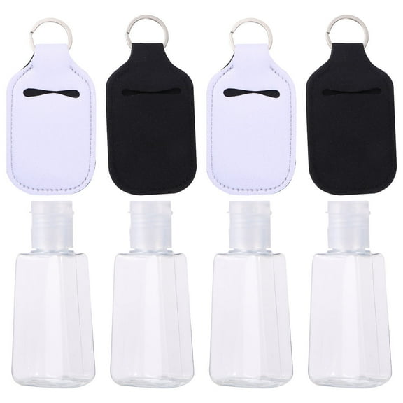 GOOHOCHY  4 Set Hand Sanitizer Bottle Cover Travel Size Keychain Carrier