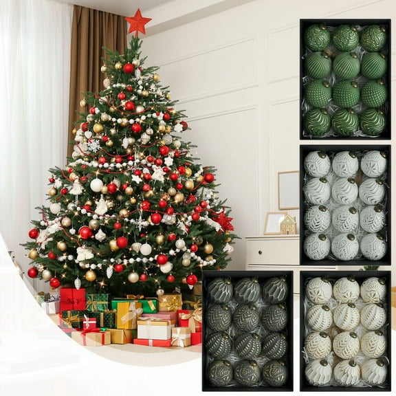 MORESEC XUld Home 8CM Antique Christmas Ball Ornaments in Gold Silver Black and Green Colors Christmas Ornaments