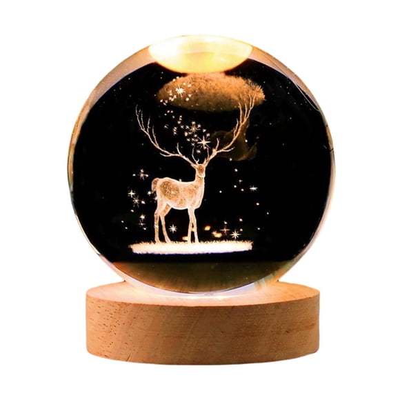 D Night Light 6cm Base de madera Decoración del hogar Ornamento Esfera Lámparas Lámpara de mesa EstiloE jinwen Luz de noche