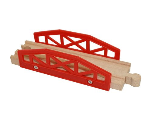 wooden train track with bridge