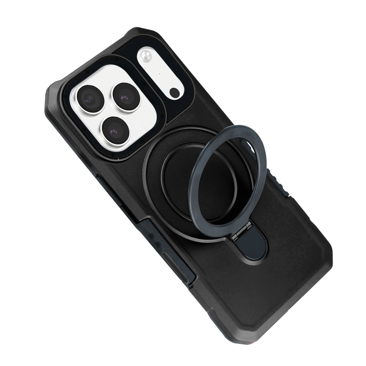 Hard PC Shockproof Case with Ring Holder for iPhone 17 Pro Max - Black