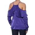 thumbnail image 2 of BAR III Womens Purple Ruffled Cuffed Square Neck Top Size: XS, 2 of 2