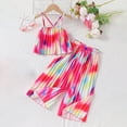 thumbnail image 2 of Wxirdiow Baby Girl Clothes Girl's 2 Piece Cute Outfits Rainbow Outfit Spaghetti Strap Crop Top And Wide Leg Pants Sets Hot Pink Size,4-5 Years, 2 of 8