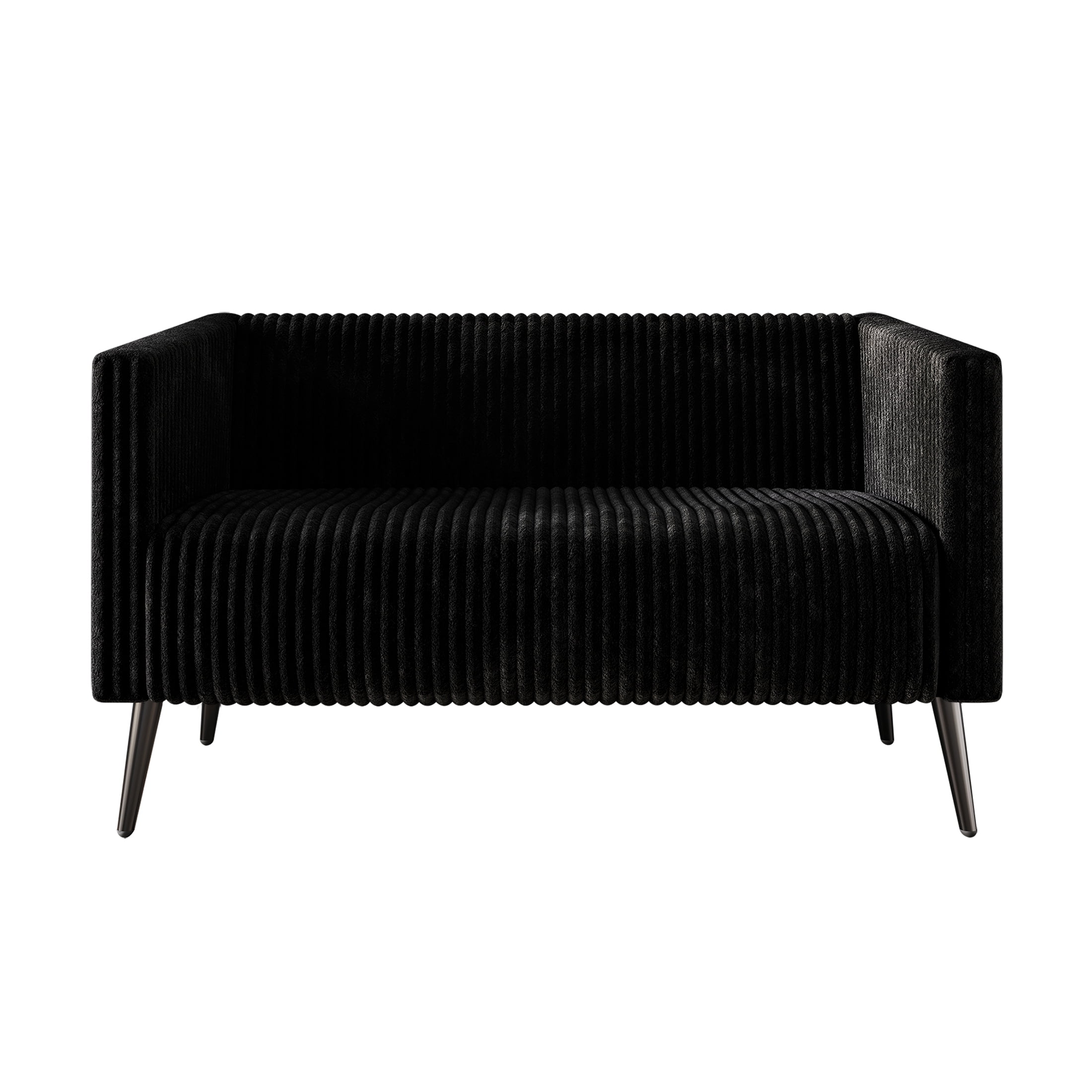 Castle Place Luxurious Corduroy Velvet Upholstered Loveseat, Black