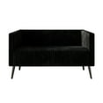 thumbnail image 3 of Castle Place Luxurious Corduroy Velvet Upholstered Loveseat, Black, 3 of 8