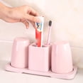 thumbnail image 3 of YOPTOP Double Toothbrush Cups Toothpaste Holder Set with Stand Bathroom Organizer Rack,Green, 3 of 8
