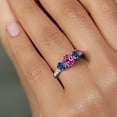 thumbnail image 4 of Gem Stone King 2.22 Ct Oval Pink Created Sapphire Blue Created Sapphire 925 Sterling Silver Ring (Size 9), 4 of 6