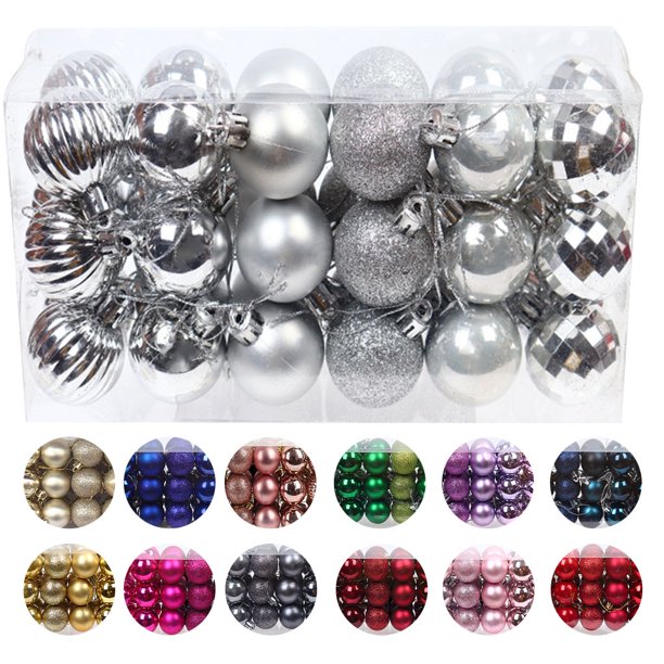 Advancent 30 piezas de bolas de Navidad adornos inastillables decoraciones para árboles de Navidad juego de bolas colgantes para decoración de fiesta de Kits de decoración para fiestas plata Advancent HA007626-02B