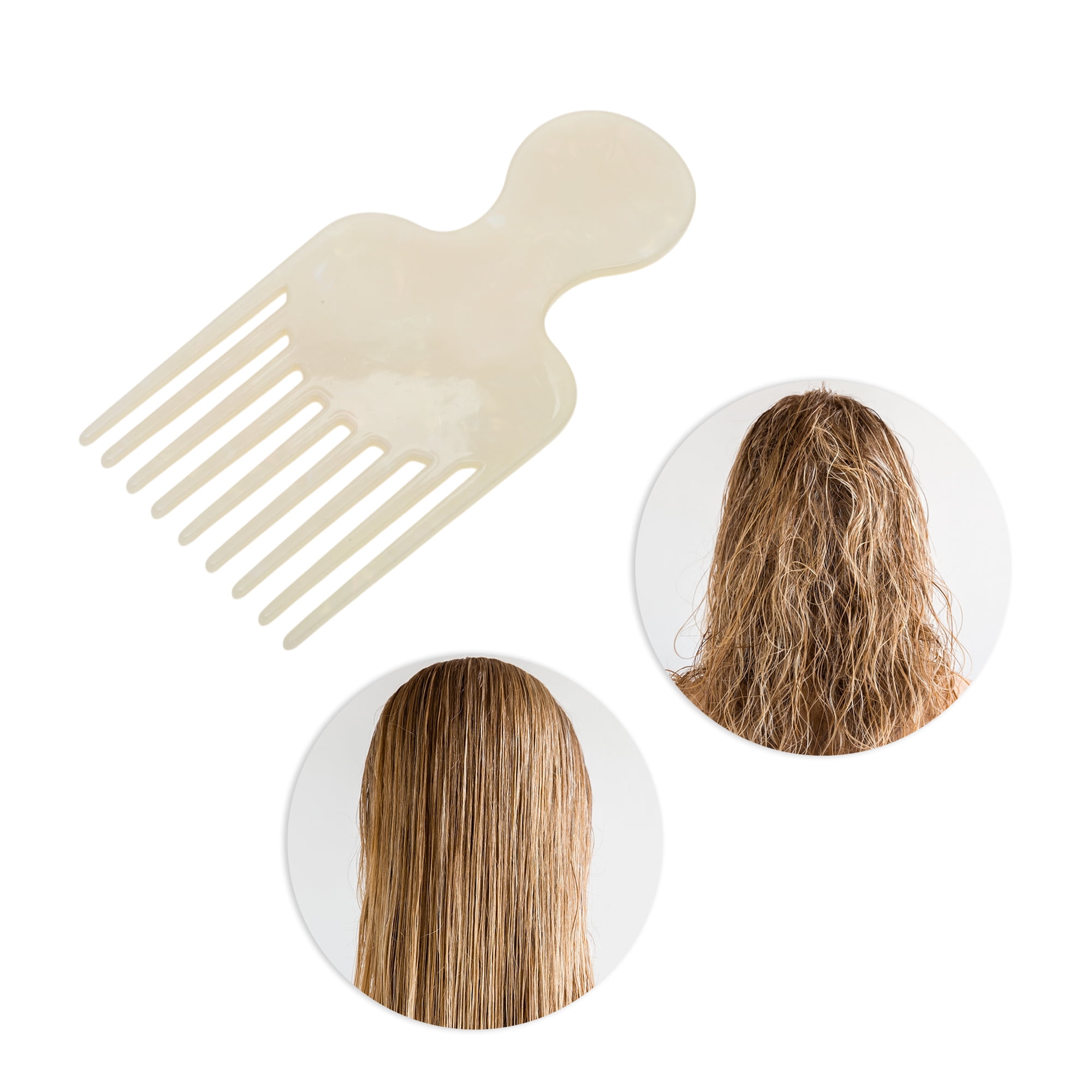 Unique Bargains 1 Pc Round Handle Marble Hair Insert Comb Colorful White