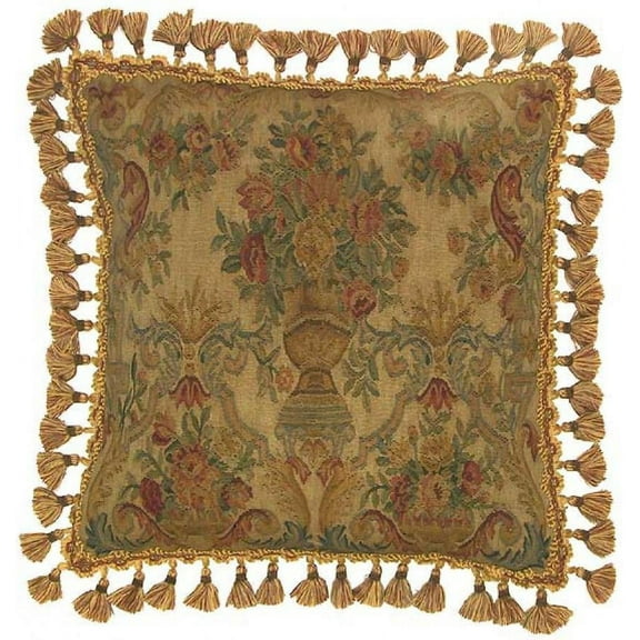 Throw Pillow Aubusson Flourishes Flourish 22x22 Pink Handmade Hand-Dyed