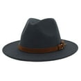 thumbnail image 2 of Windfall Men & Women Vintage Wide Brim Fedora Hat with Belt Buckle, 2 of 4