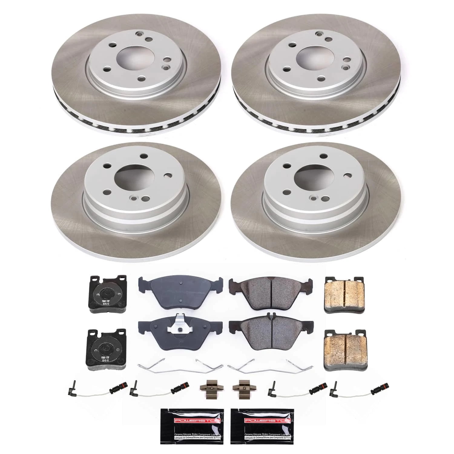 PowerStop Front and Rear Semi-Coated Rotor and Low-Dust Ceramic Brake Pad Kit SC2785