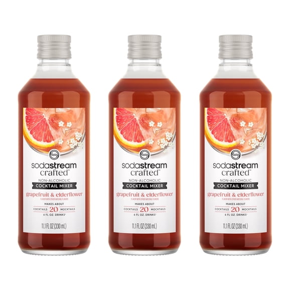 SodaStream Crafted Mixers Elderflower Pink Grapefruit, 11.1fl oz, 3pk