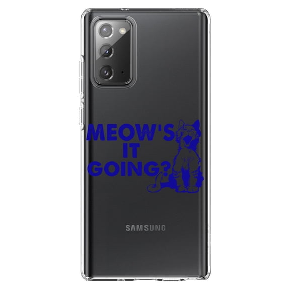 DistinctInk Clear Shockproof Hybrid Case for Samsung Galaxy Note 20 (6.7" Screen) - TPU Bumper Acrylic Back Tempered Glass Screen Protector - Meow's It Going?