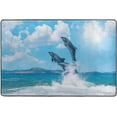 thumbnail image 4 of SKYSONIC 72x48in Dolphin Summer Jump Area Rug, Ocean Ocean Animal Non-Slip Floor Carpet for Indoor Living Dining Room and Bedroom Area, 4 of 7