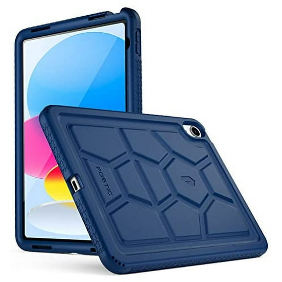 Poetic TurtleSkin Case for New iPad 10.9 inch 10 th Generation (2022), Heavy Duty Silicone Case, Kids Friendly, Navy Blue