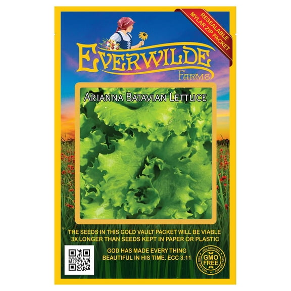 Everwilde Farms - 1000 Arianna Batavian Lettuce Seeds - Gold Vault Jumbo Bulk Seed Packet