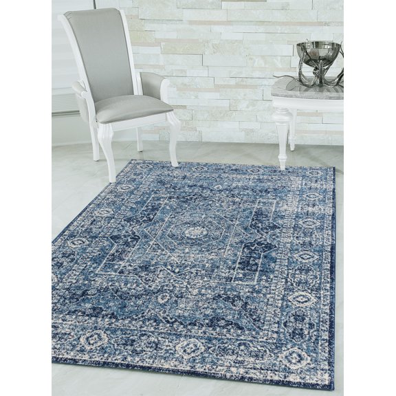 United Weavers Caledonia Britta Farmhouse Medallion Area Rug, Midnight Blue, 7'10" x 10'6"