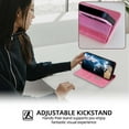 thumbnail image 3 of Wallet Case for iPhone 13 with Card Slots & Wallet Pocket, Wave Curves and sequins meticulously sewn PU Leather Cover Kickstand Magnetic Shockproof TPU Bumper Flip Folio Case,Pink, 3 of 9