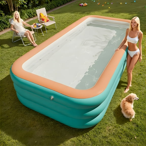 4-Layer Extra Large Inflatable Pool - Thick PVC Material, Fast Inflation for Backyard, Summer Parties & Family Gatherings (Ideal for Adults & Kids)