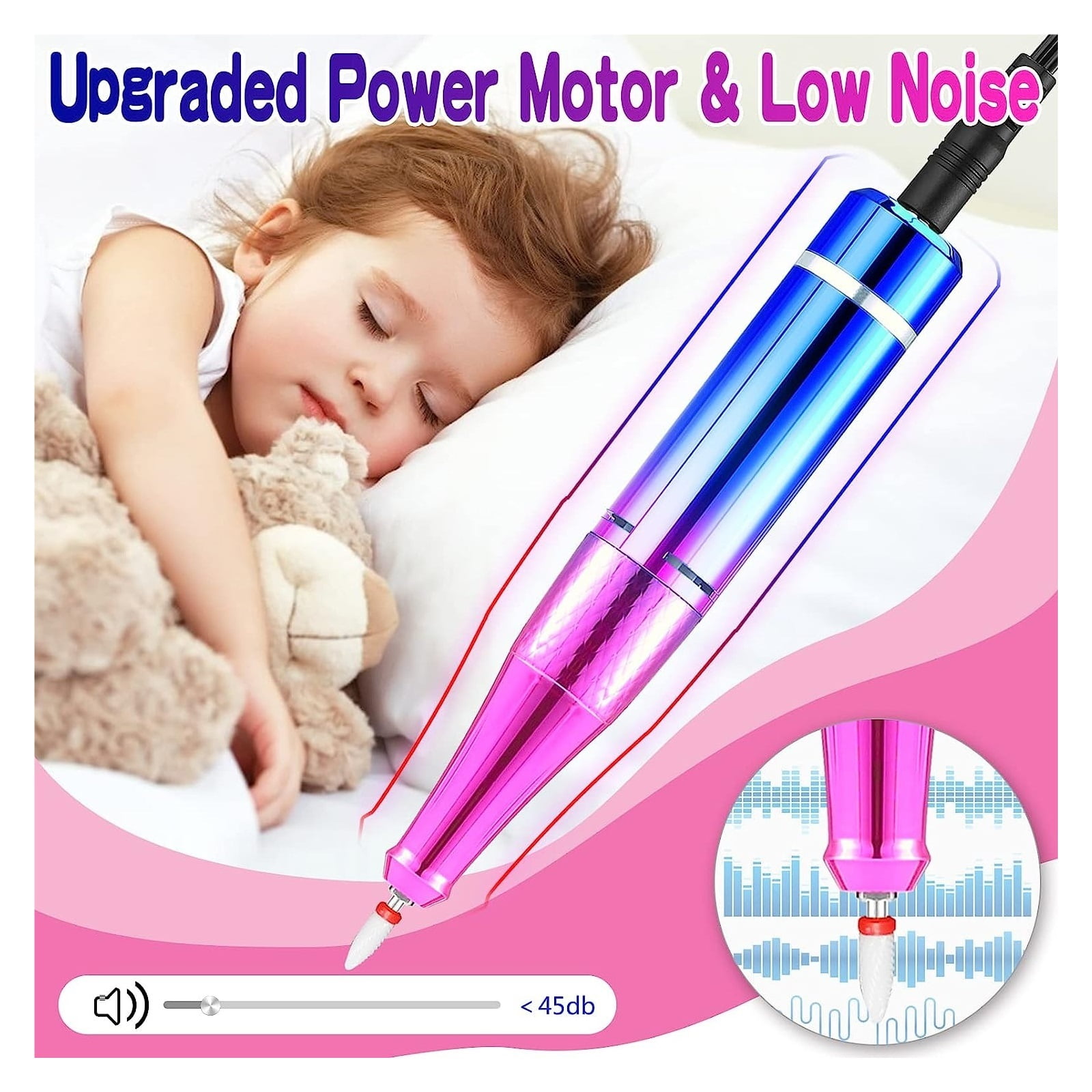 35000 RPM Nail Drill Machine Electric Nail File For Gel Polishing Rechargeable Manicure Machine With Hd LCD Nails And Tools ,Low Noise