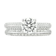 Arista 3 1/2 Carat T.W. Cubic Zirconia Women's 4 Prong Wedding Band in Sterling Silver
