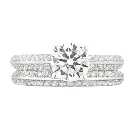 Arista 3 1/2 Carat T.W. Cubic Zirconia Women's 4 Prong Wedding Band in Sterling Silver