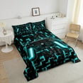 thumbnail image 4 of Bedding Sets Room Decor, Blue Gamepad Pattern, King, Black Reversible, 4 of 7