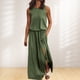 thumbnail image 5 of Vestido De Tanques Vestido sin mangas para mujer, vestido largo dividido sin mangas, vacaciones (verde oscuro XL) Kuymtek para Mujer Verde oscuro T S, 5 of 8