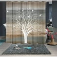 thumbnail image 4 of Tree of Life Shower Curtain Silhouette Tree Birds with Rustic Wood Board Bath Curtain Vintage Countryside Farmhouse Bathroom Decor Waterproof Fabric with Hooks 72"x72", 4 of 6