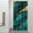 thumbnail image 2 of Green and Gold Marble Glitter Waves Pattern Shower Curtain 36"x72" ,Bathroom Decorative Shower Curtains Set with 12 Hooks,Modern Waterproof Washable Shower Curtain, 2 of 6