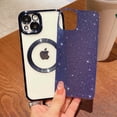 thumbnail image 4 of Compatible with iPhone 14 Magnetic Glitter Case, Luxury Plating Cute Bling Clear Phone Case, Compatible with MagSafe for Women Girls with Camera Protector Back Cover - Blue, 4 of 10