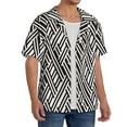 thumbnail image 2 of Gukieu Black White Stripes Print Men's Short-sleeved Shirts, Button-down Pocket Shirts, T-shirts, Beach Vacation Travel Summer Clothing-3X-Large, 2 of 5