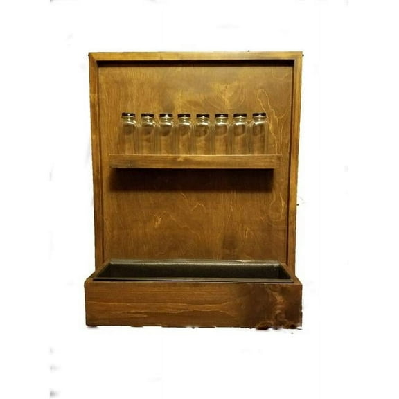 Wall Mounted Spice Rack with Planting Tray, Walnut