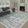 thumbnail image 6 of BERTHMEER 9'x12' Large Area Rugs for Living Room Washable Bedroom Rugs Distressed Vintage Oriental Traditional Print Low Pile Dusty Blue Rugs for Dining Room Farmhouse Nonsilp Carpet, Dusty Blue, 6 of 6
