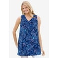 thumbnail image 4 of Woman Within Plus Size Perfect Printed Sleeveless Shirred V-Neck Tunic, 4 of 5