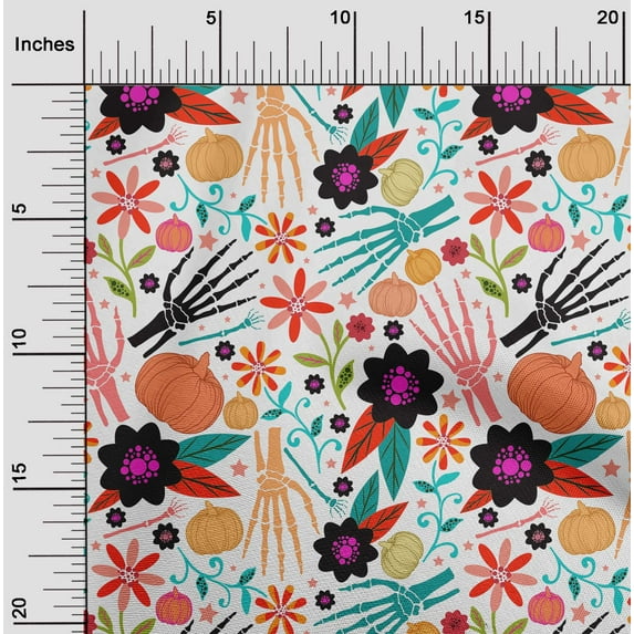 oneOone Georgette Viscose White Fabric Skull Sewing Craft Projects Fabric Prints By Yard 42 Inch Wide