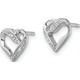 thumbnail image 2 of Sterling Silver Rhodium Diamond Heart Post Earrings (10 X 9) Made In India qdx289, 2 of 5