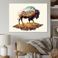 thumbnail image 2 of Designart Double Exposure Of A Buffalo With Nevada Landscape III Canvas Wall Art, 2 of 5