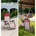 thumbnail image 7 of Oversized Zero Gravity Lounge Chair for Outdoor Use – Reclining Patio Lounger with Pillow, Foldable Lawn Chair for Sunbathing, Balcony, BBL Recovery, Camping, 300 lbs Capacity, Burgundy, 26" Wide, 7 of 7