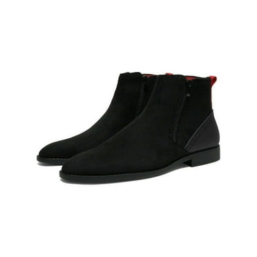 Men TAYNO Chelsea Chukka Micro Suede Soft Comfortable Zip up Boot Coupe Black